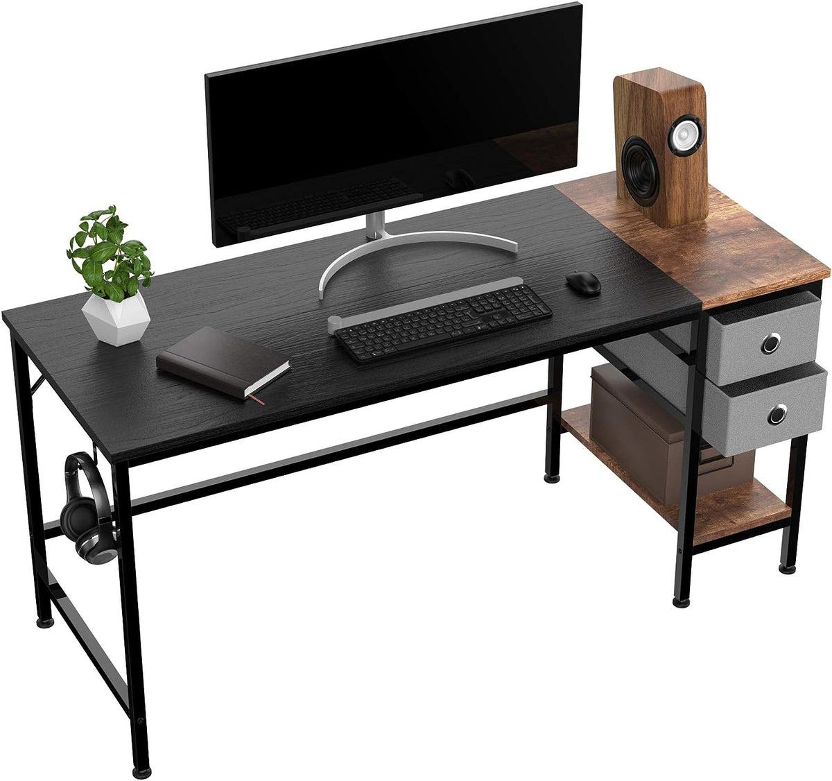 HOMIDEC 55 inch Office Desk with Two Non Woven Drawers, Computer Writi ...